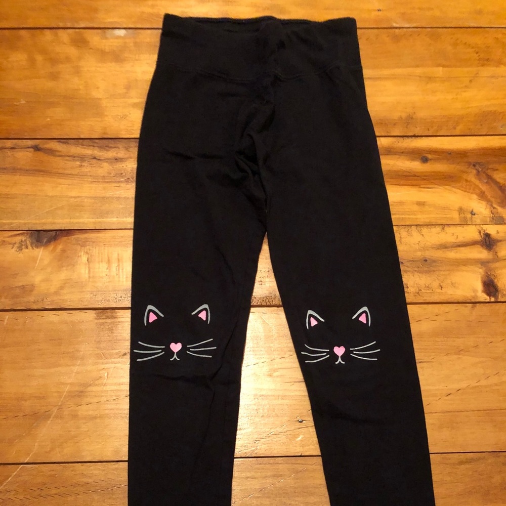 Girls Black Cat Knee Leggings